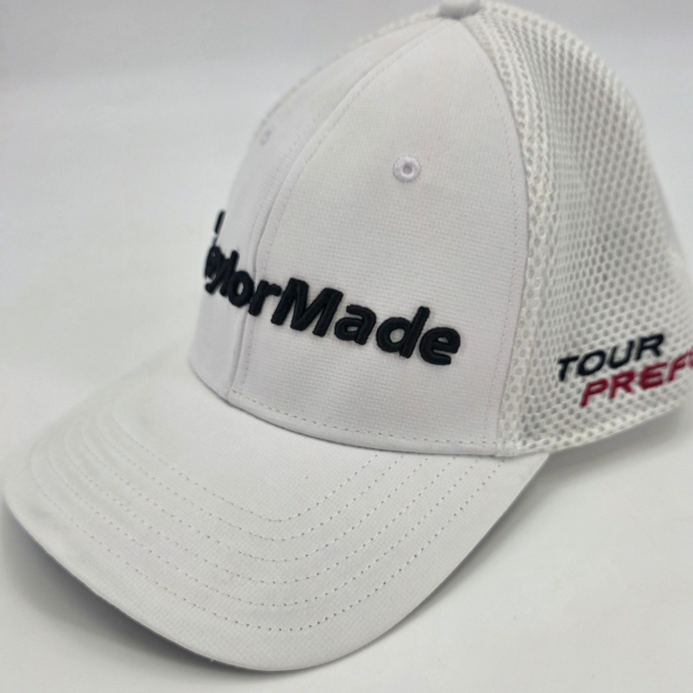 TAYLORMADE GOLF HAT SLDR TOUR PREFERRED FITTED LARGE XL V-FLEX WHITE MESH CAP